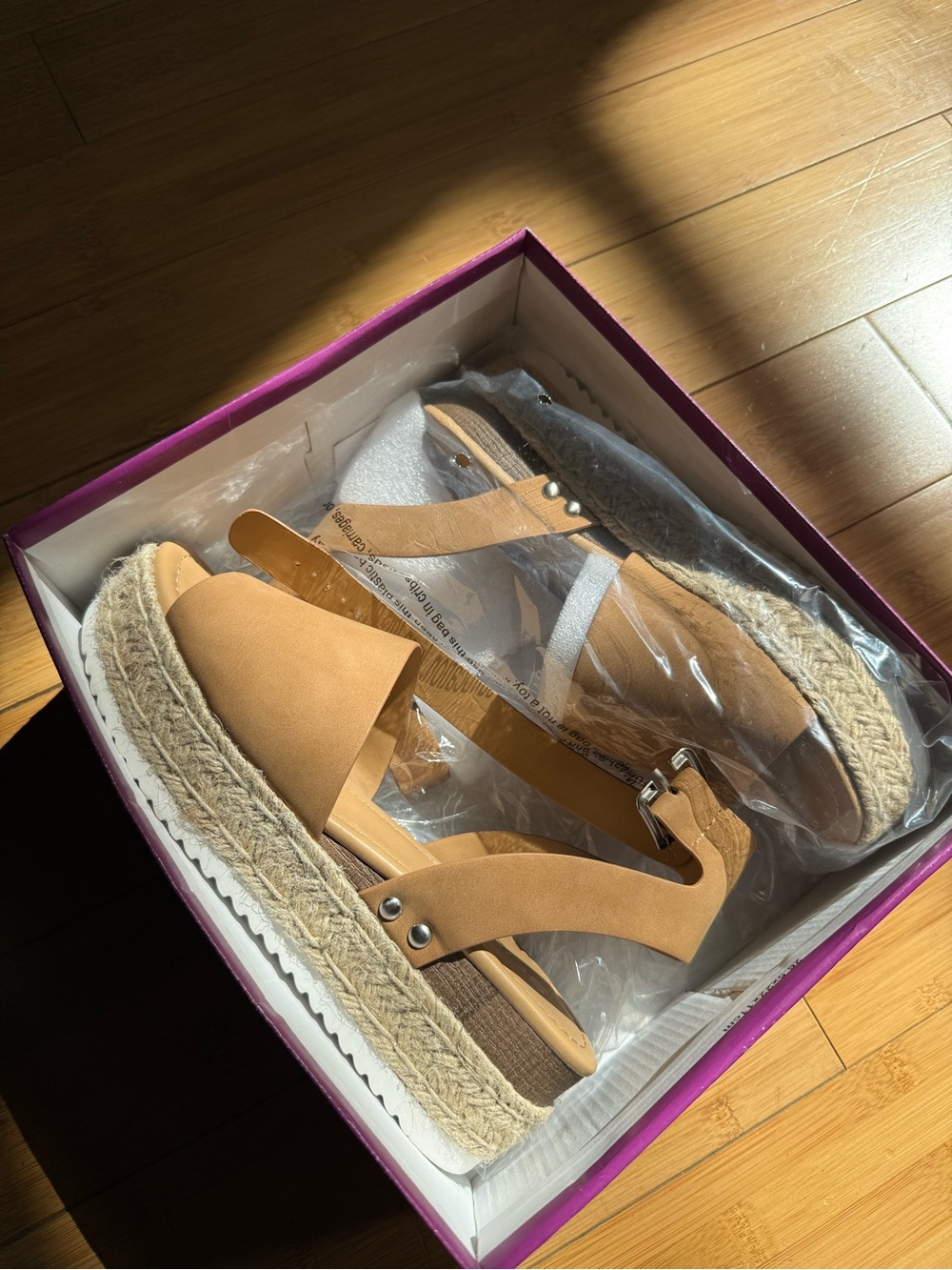 Soda Tan Espadrille Wedge Sandals